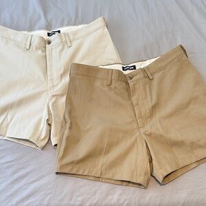 Lands' End Men's Flat Front Chino Shorts - Cream & Khaki
